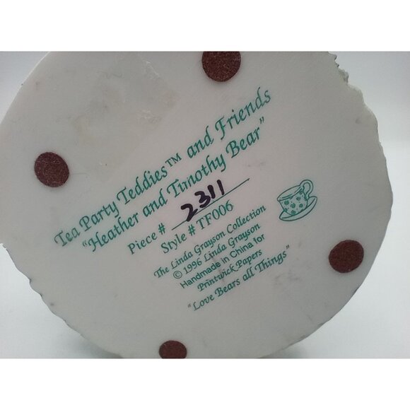 Tea Party Teddies Heather And Timothy Bear Figurine Linda Grayson 1996 4.5 Inch - Picture 14 of 15